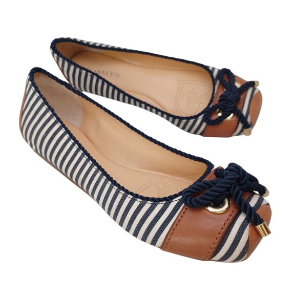 Gianni Bini Shoes Nautical Stripe Slip On Sawyer Casual Ballet Style Flats Sz 9 - Picture 1 of 16